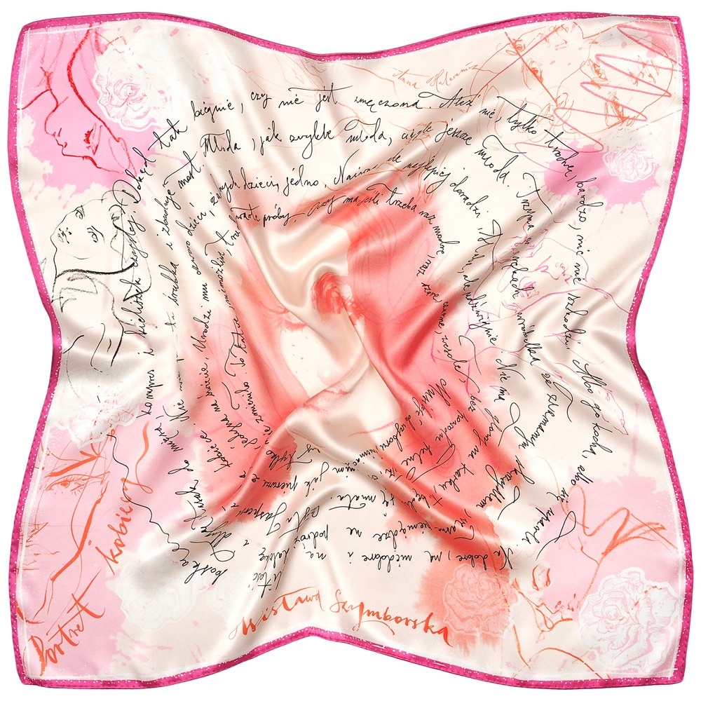 AD7-501 Apaszka jedwabna Wis�awa Szymborska Portret kobiecy 68x68cm